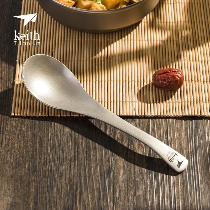 Pure Titanium Soup Spoon Lightweight Ergonomic Dining Home Camping Travel Kitchen Utensil