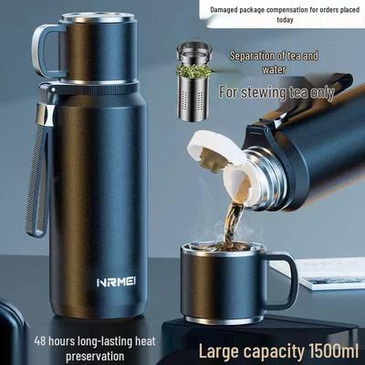 Men's 1000ml Stainless Steel Tea Infuser & Water Bottle – High-End, Large-Capacity, Portable Insulated Cup