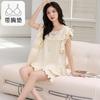Pajamas Women'S Pure Cotton Short-Sleeved Shorts Student Cartoon Pullover Cotton Korean Version Women'S Loungewear
