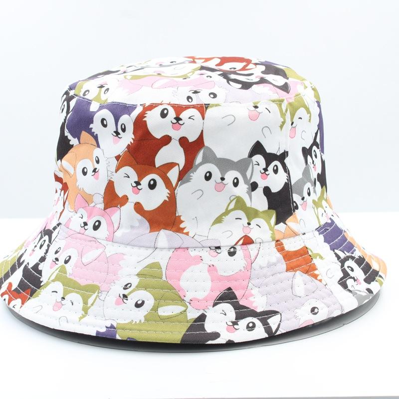 Sommer Sonnenhut Beidseitig tragbar Tierdruck Fischerhut für Männer Frauen Baumwolle Bob Panama Mädchen Strand Reise Outdoor Fischerhut
