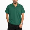 Men Chest Pocket Turn Down Collar Short Sleeve Casual Loose Polo Shirt