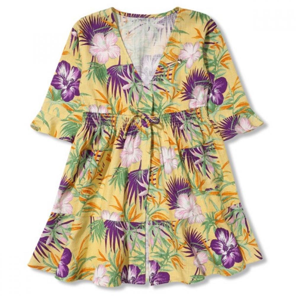 [Moda Carina] Moda Carina Hot Flower Smoking Robe Yellow/100