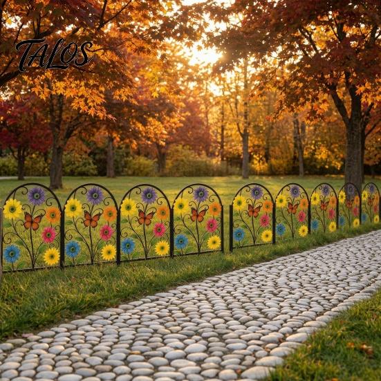Wyjątkowe prezenty ogrodowe dla przyjaciół Ogrodzenie Bariera dla zwierząt, Panelowy Metalowy Panel Graniczny z Drutu Kwiatowo-Motylkowy, Panel Graniczny Łukowy na Ścieżkę Zewnętrzną, rabatka kwiatowa