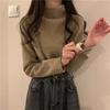 Autumn and Winter Semi-high Collar Plus Velvet Thickening Warmth and Comfort Sanding Base Shirt with T-shirt Long-sleeved Solid Color Top