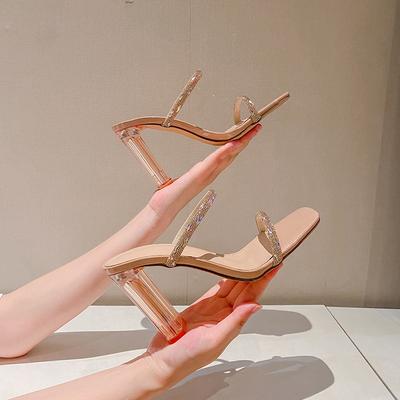 Sexy Clear Strange High Heels Summer Women's Slippers Slides Ladies Open Toe Evening Party Shoes