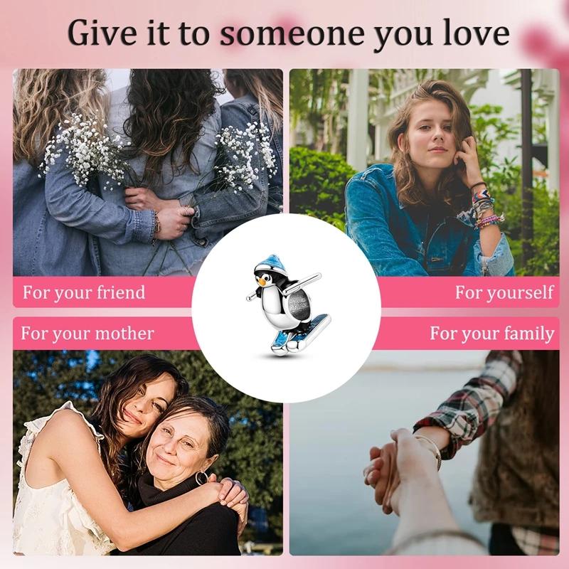 Coppercharms Winter Snowman Snowflakes Penguin Beads Pendant Fit Original Bracelet Diy Fine Jewelry Gift For Women