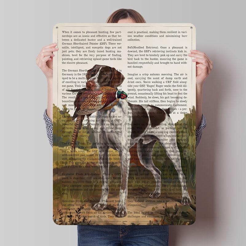 German Shorthaired Pointer Pheasant Hunt Tinplate Posters Customizable Wall Art Retro Vintage Metal Signs for Home Room Garden