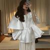 women's round neck puff flutter short sleeve peplum hem satin loose fit blouse top shirt