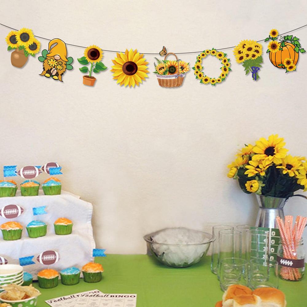 Sunflower Theme Letter Banner For Party Decor With Paper Material For Event Celebrations