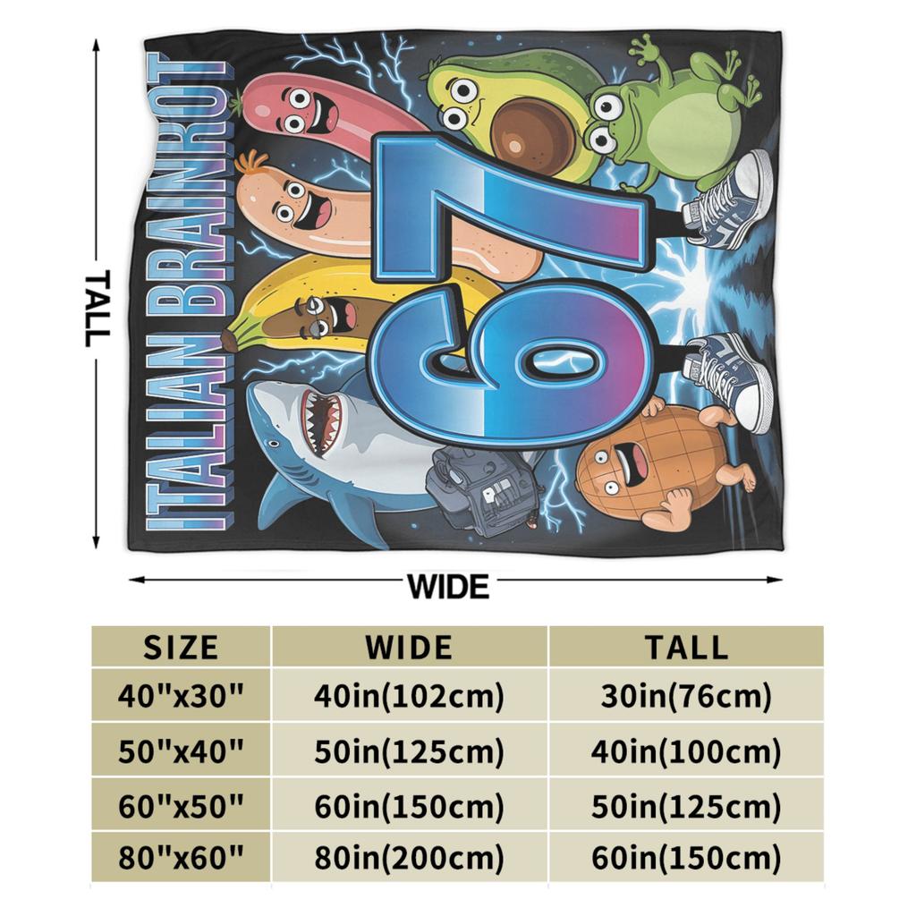 Popular 67 Brainrot Italian Meme Funny Blanket Warm Soft Flannel Throw For Sofa Office Travel Men Women Multi Sizes