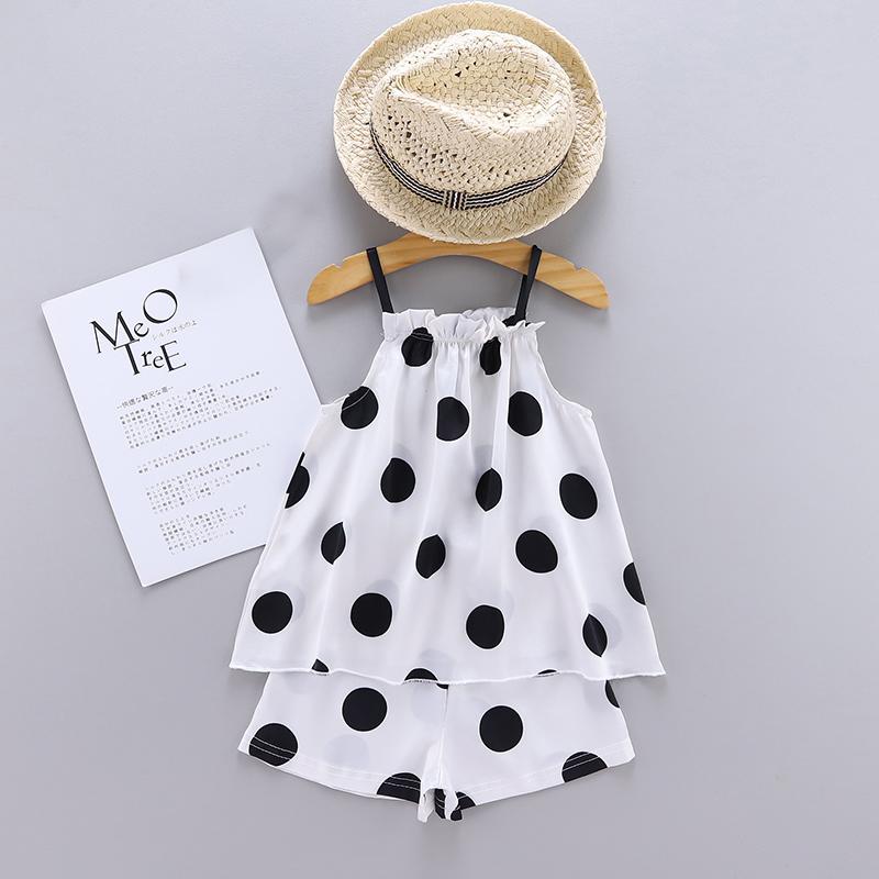 Miminko Děti Dívčí Šaty se vzorem Wave Point Souprava Halenka s krátkým rukávem Topy+Šortky na spaní Pyžamo