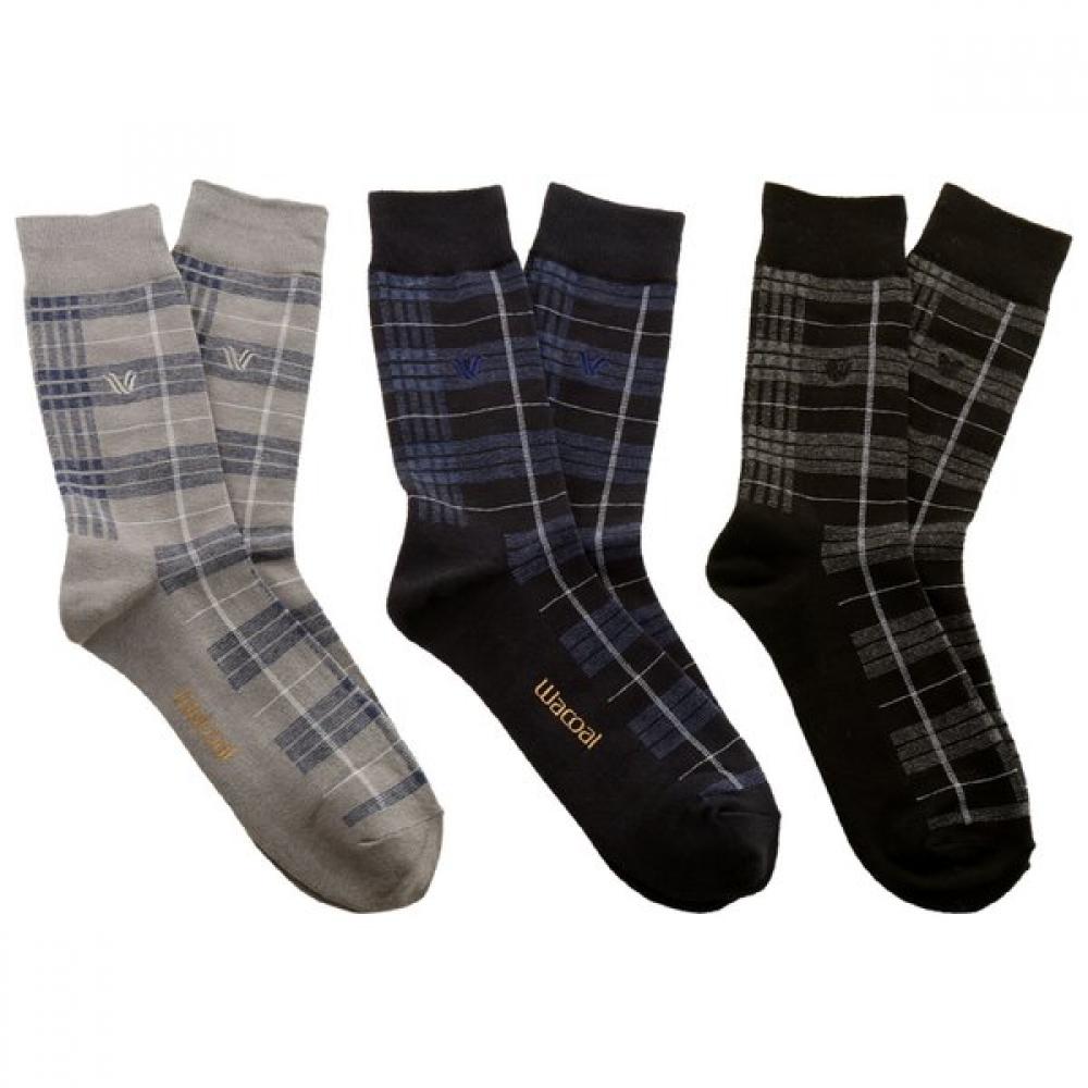 Wakoal Men S SockS 3 Pack Set Check Pattern wSp2102Set Set by color/FREE