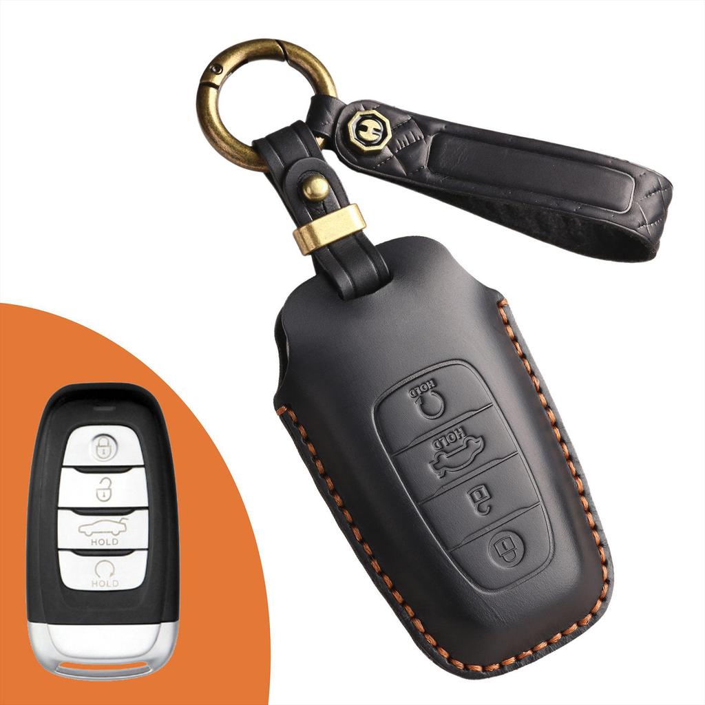 Leder Retro Schlüsselhülle für Hongqi H5/H7 - Handgefertigte Schutzhülle mit Schnalle