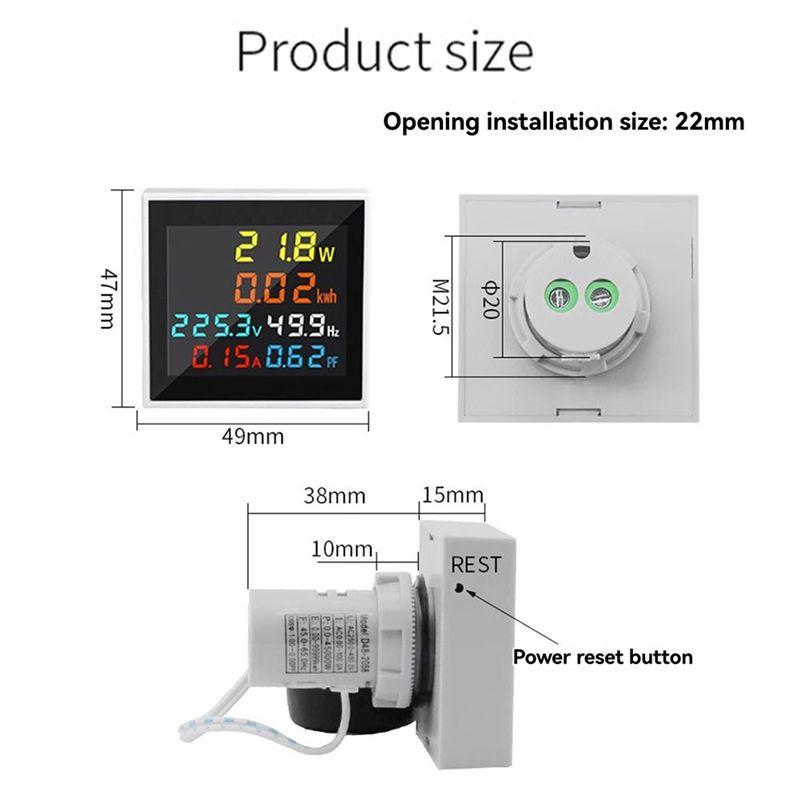 ABIY AC 50-300V Digital Voltmeter Ammeter 100A Wattmeter Frequency Meter Voltage Monitor Current Factor Vol Ampherz KWH