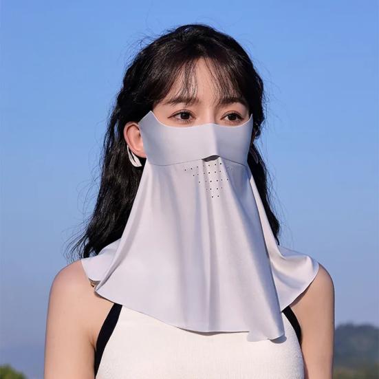 Face Guard with Elastic Strap Ultra-Wide Coverage Double-Layer Structure UPF 50+ UV Protection Cycling Face Protector