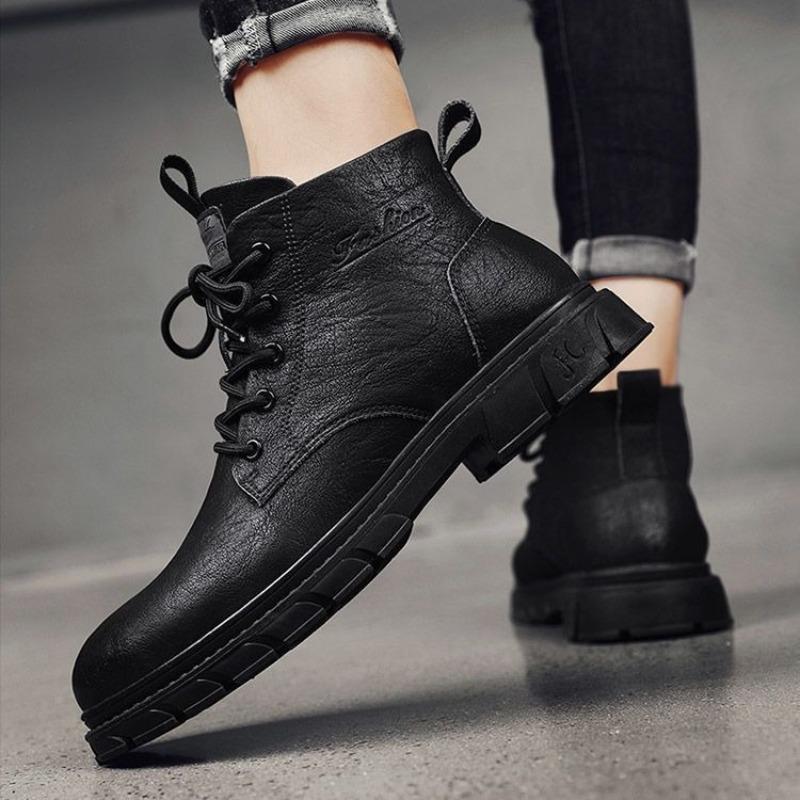 Fashion 2025 New British Style Men's Short Boots,fashionable Men's Shoes Workwear Boots High Top Leather Shoes for Men Botas Para Hombre