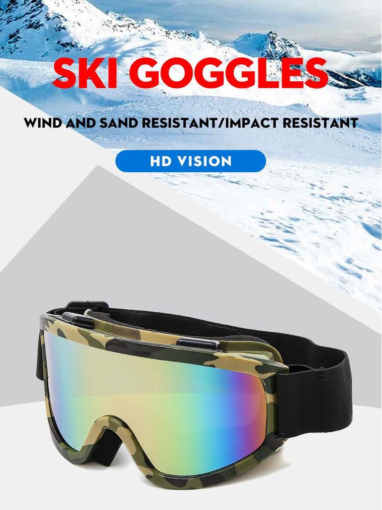 Anti-Fog Large Frame Ski and Mountaineering Goggles - Windproof, Sandproof, Universal Fit
