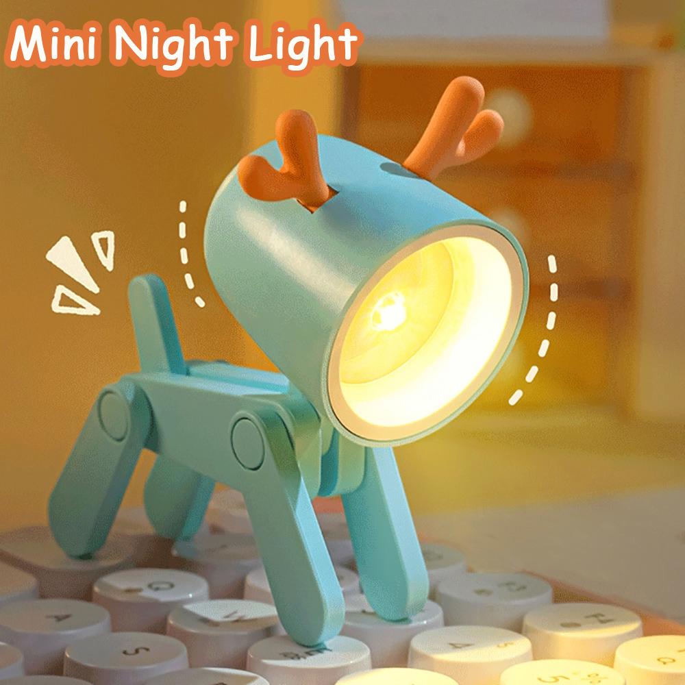 

Creative Mini Led Desk Lamp Cartoon Folding Table Lamp Kids Room Bedroom Reading Book Light DIY Desktop Ornament Holiday Gifts