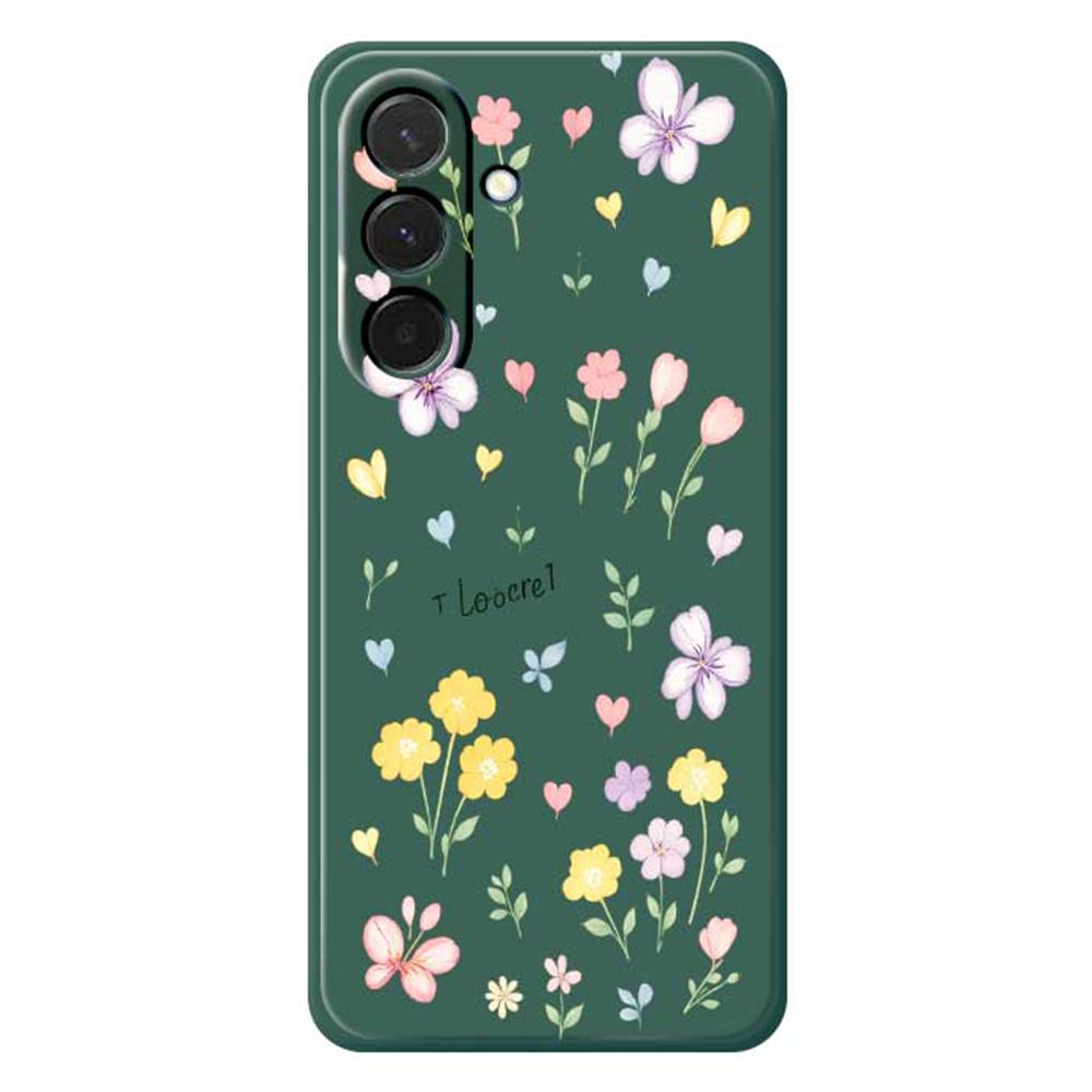 

For Samsung Galaxy A36 5G Case Small Flowers Pattern Printing Straight Edge TPU Phone Back Cover Green