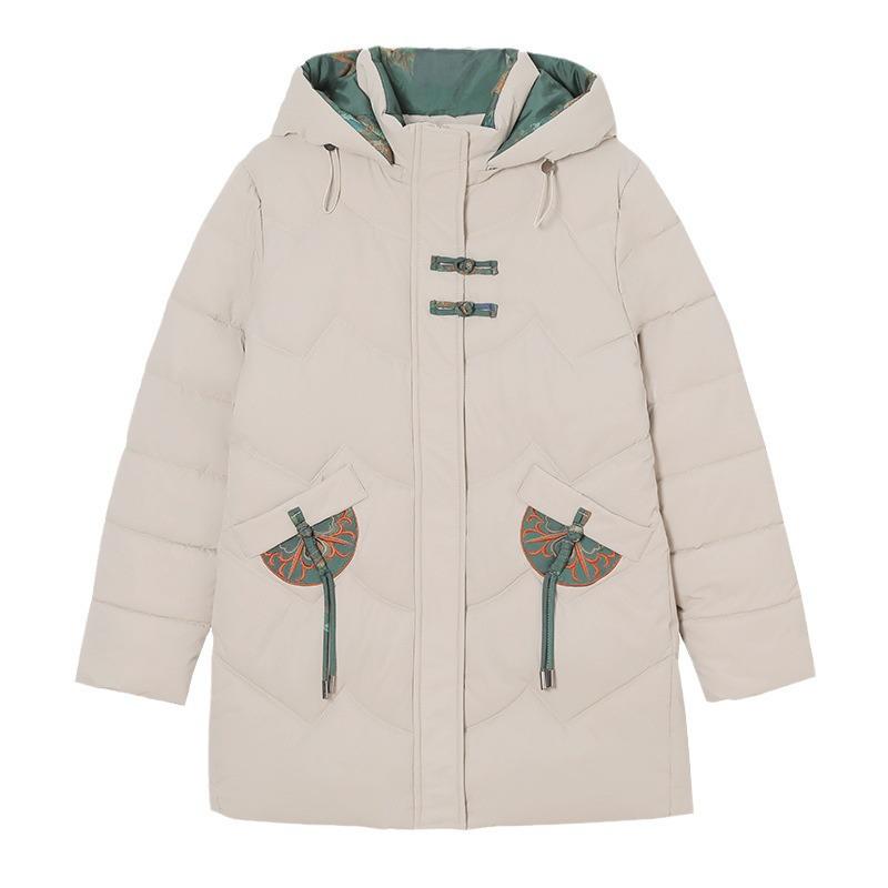 2024 Winter Women's Short Hooded Down Cotton Coat for Middle-Aged & Elderly