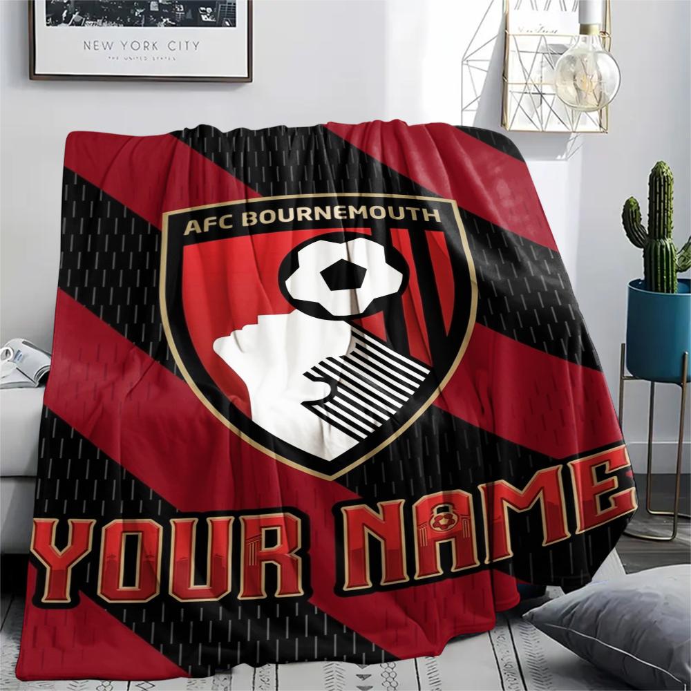 1PC Custom Name Afc Bournemouth Patterned Flannel Blanket Suitable For All Seasons for Home Decor Warmth and Comfort Gifts Holiday Present