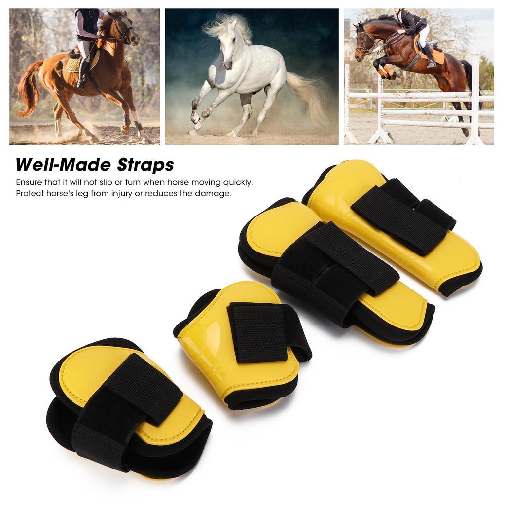Horse Tendon Boots Set of 4 PU Guard Boots for Riding Shock Absorbing Jumping