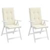 VidaXL Garden Chair Cushions High Back Set of 2 Cream Fabric 43181