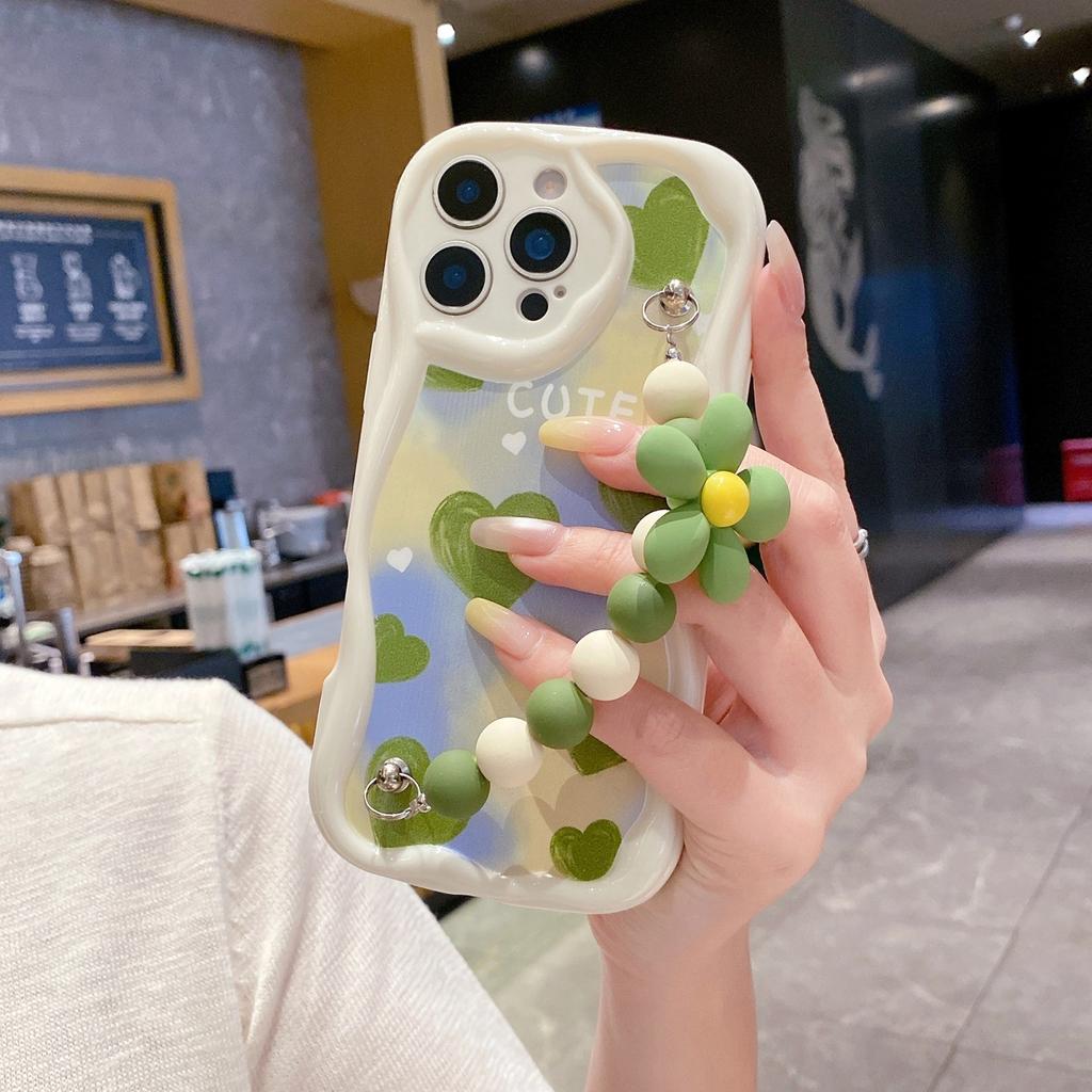 Ins Wind Suitable Relme16Pro Curved Edge Mobile Phone Case C85Pro Love C83 Flower V70 Bracelet Soft Cover Women