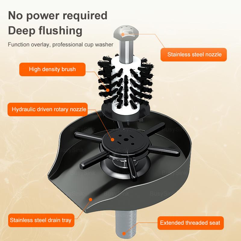 Pohármosogató konyhai mosogatókhoz, csésze mosogató, konyhai kiegészítők, ezüst rozsdamentes acél, kefés tisztítóeszközök