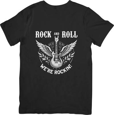 Rock and Roll Musik Unisex Passform für Männer & Frauen Qualitäts-Baumwoll-T-Shirt Schwarz