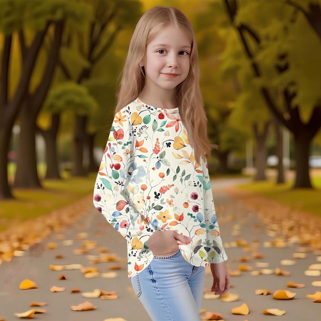 Children's Long-sleeved O-neck Top Printed Daily Casual