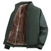 Men's Plus-Size Thick Fleece-Lined Stand Collar Jacket - Casual Fashion for Middle Age