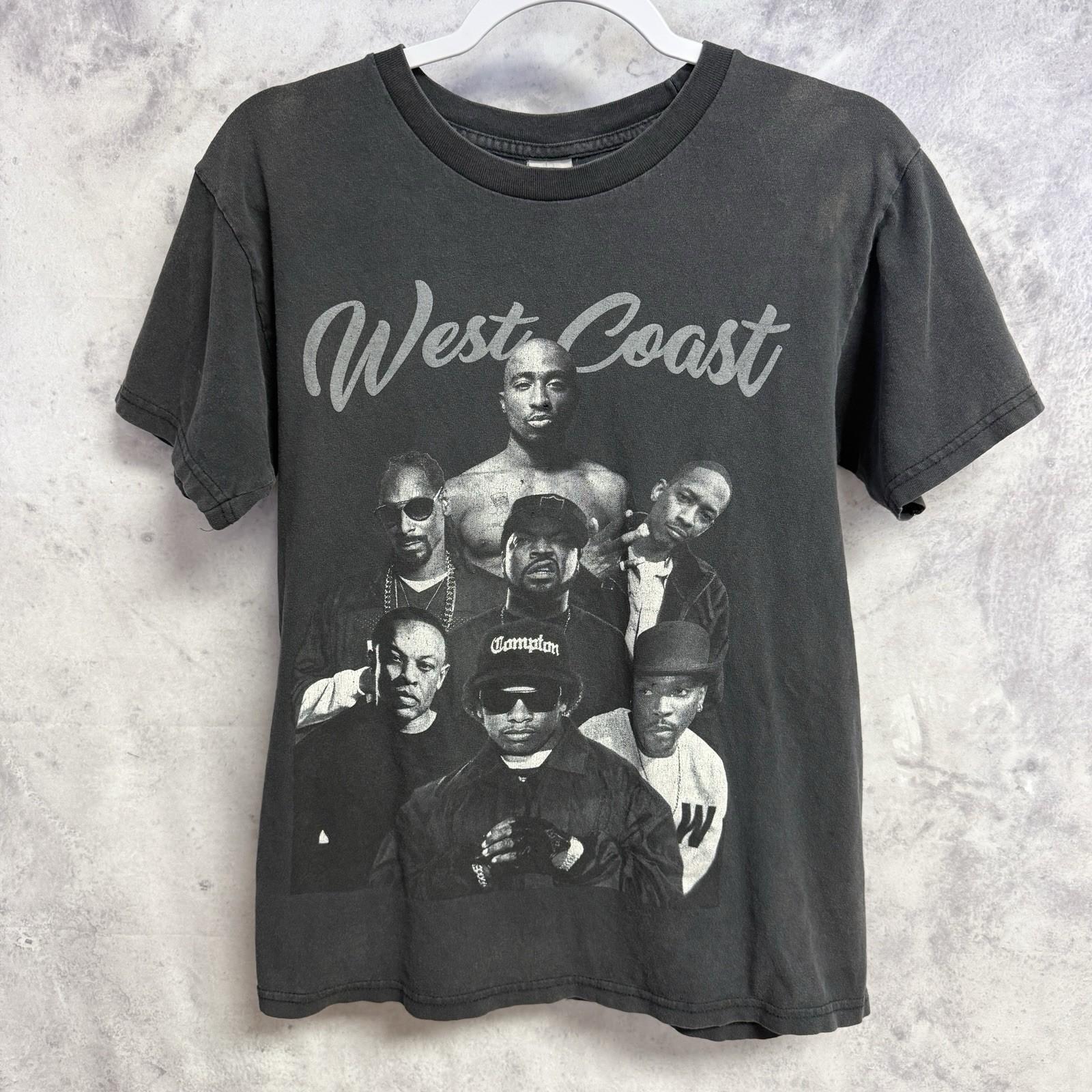 Vintage West Coast Rappers Hip Hop T Shirt Mens Medium Faded Black XXXL