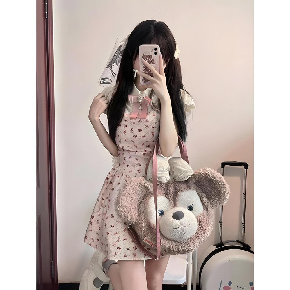 Süßes und würziges Prinzessinnenkuchen-Kurzrock-Casual-Sommer-Puppe-Kragen-Super-Fee-Fake-Zweiteiler-Blumenkleid