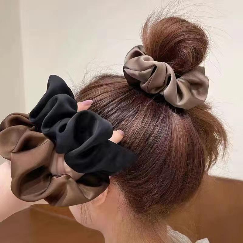 Korean Satin Retro Scrunchie: Elegant Ponytail Tie