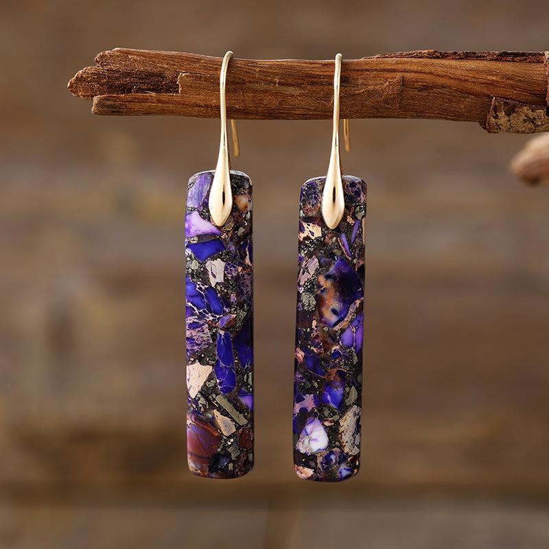Luxury New High Quality Bohemian Natural Stone Geometric Earrings Earrings Light Luxury Xiyin, Popular Jewelry