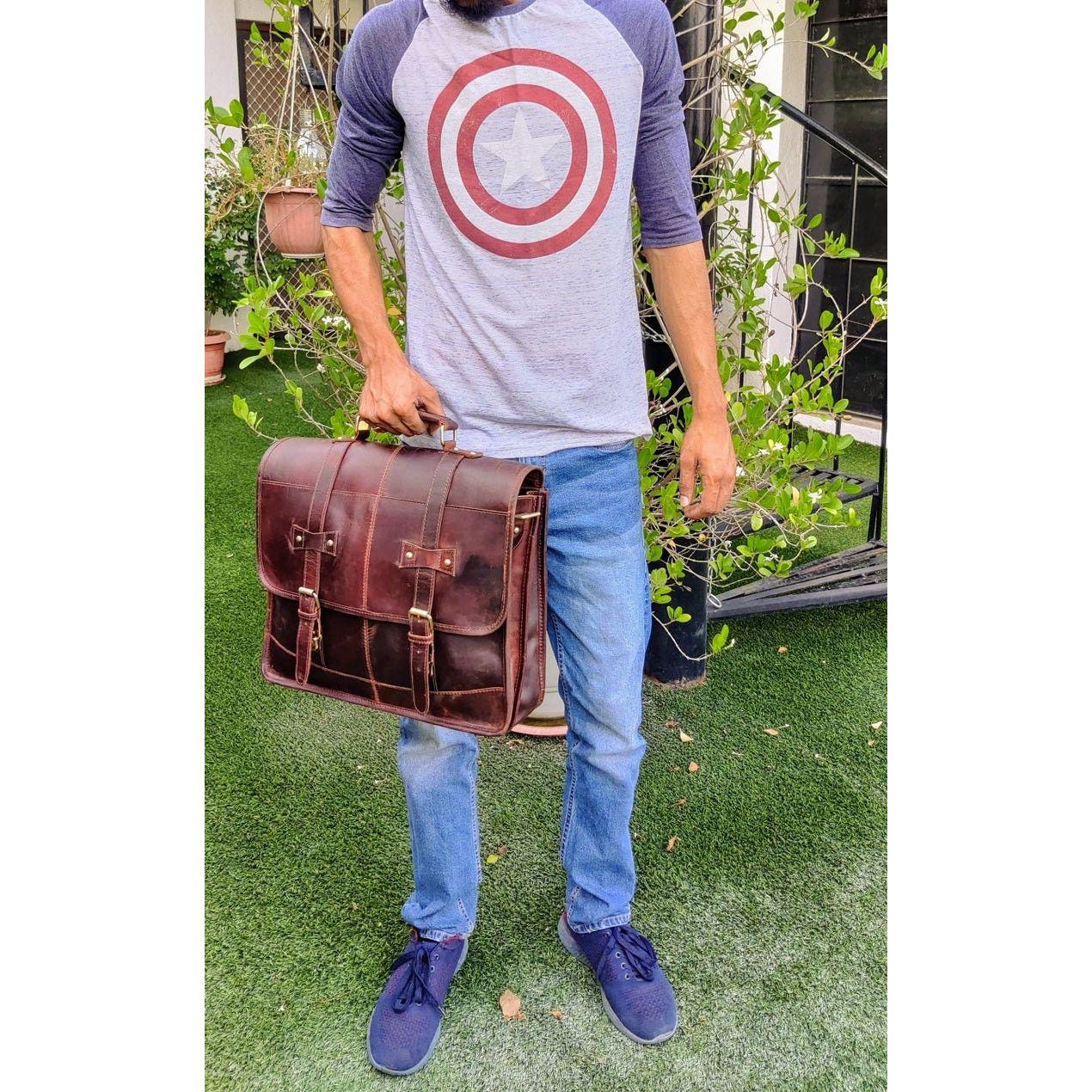 16-дюймовая кожаная сумка-мессенджер — фото 5