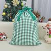 Plaid Pattern Christmas Santa Sack Drawstring Closure Reusable Drawstring Christmas Sack Wide Opening Christmas Present Bag