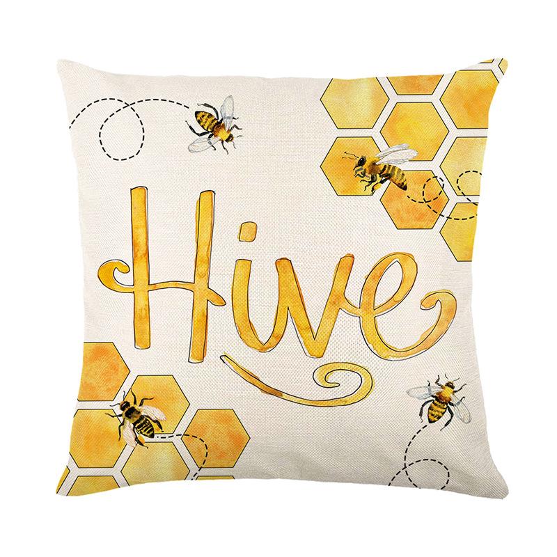

Bee Day Hug Printed Pillow Plant Flower Cushion Cover Living Room Sofa Home Decoration Cushion 45 * 45Cm (without pillow core)