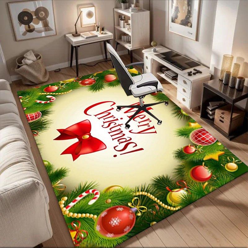 

Merry Christmas! Festive Greeting Card Office Mat Perfect for Home Decor Office Desk Chair Rugs Chair Carpet for office Polyester Chair Mat 60cm by 90cm