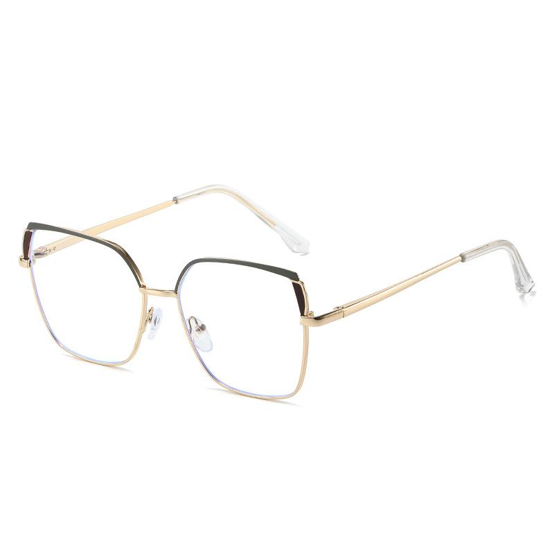Trendy new glasses frame two-color flat glasses for women, metal anti-blue light, glasses frame can be equipped with myopia glasses