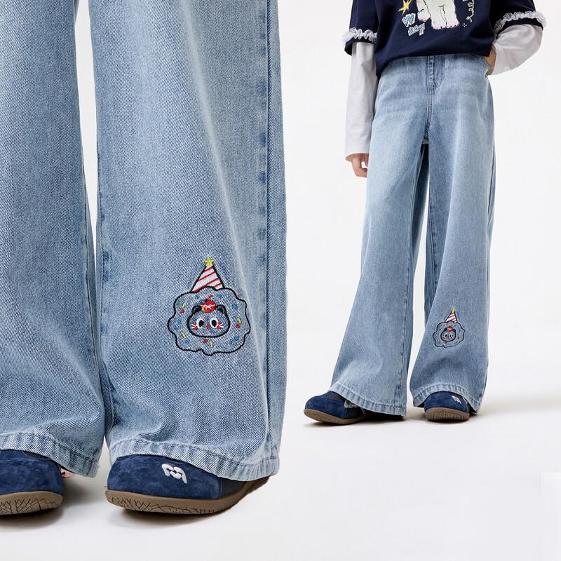 Girls Embroidered Loose Fit Denim Jeans 150