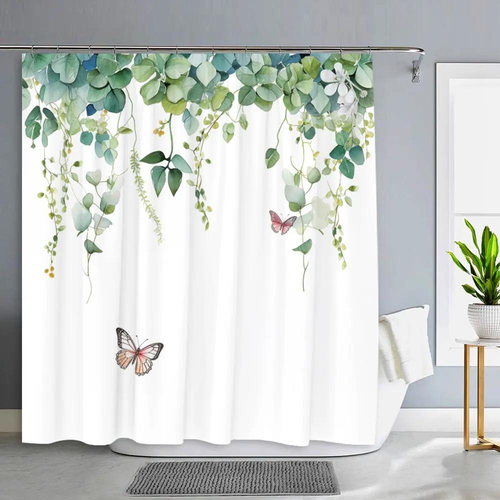 Spring Floral Hummingbird Shower Curtain for Bathroom Watercolor Flower Bird Modern Decor Machine Shower Curtains Bathroom Decor