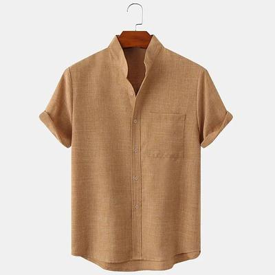 Camicie di lino a maniche corte alla moda maschile, camicie casual oversize larghe