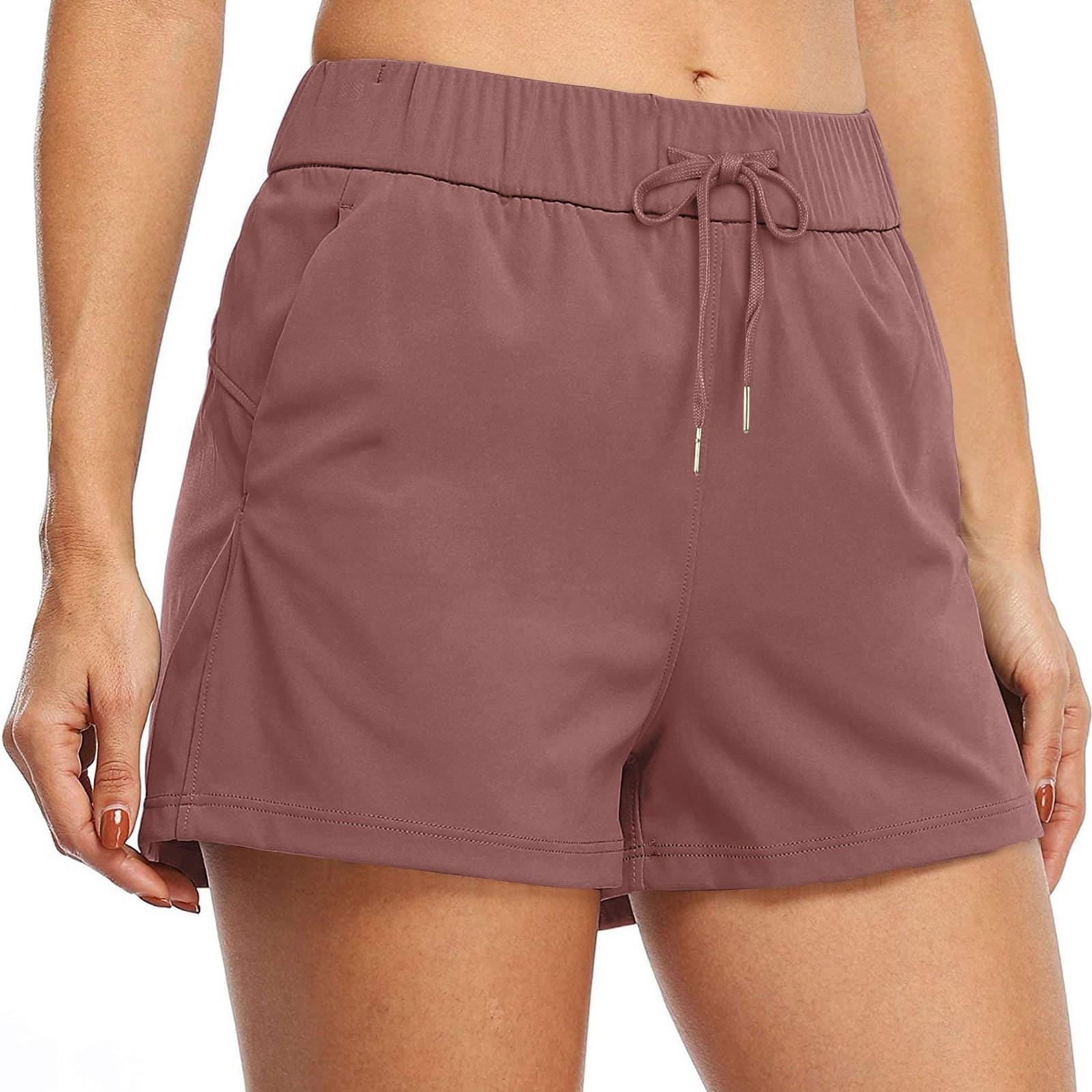 

Women s Color Lace-up Yoga Running Fitness Casual Shorts XL фиолетовый