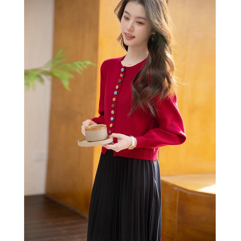 

ITISF4 Elegant Autumn Knit Cardigan Dress Set One Size