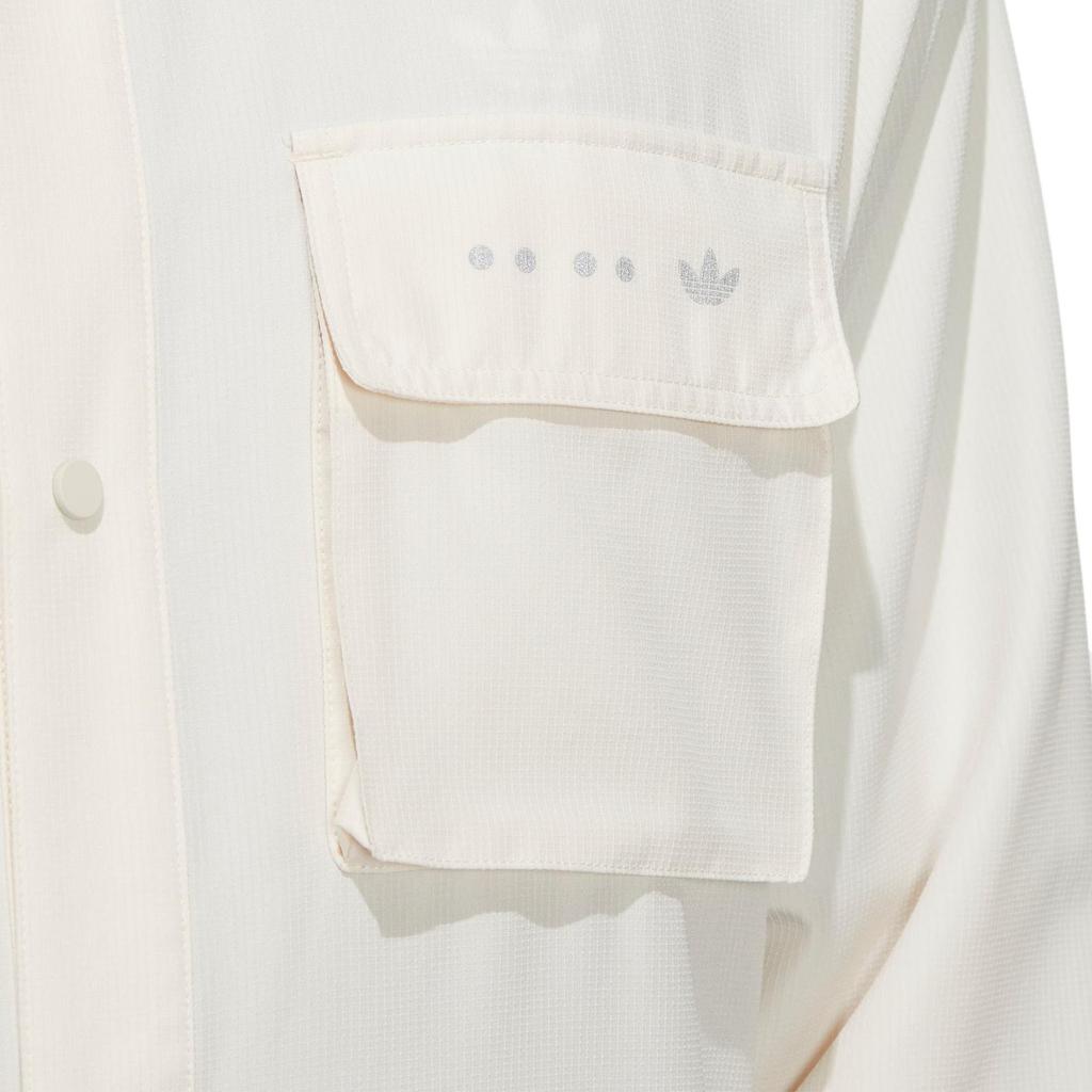 Adidas Originals Trefoil Rifta Ls Shirt With Solid Color 3D Pocket And Single-Breasted Design Men Tops White HS2021