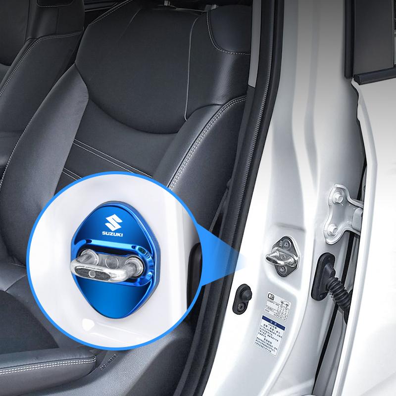 4PCS Car Door Lock Cover Stainless Steel Protection Accessories For Suzuki Jimny Swift Samurai Vitara SX4 Alto Kaiser Ingnis