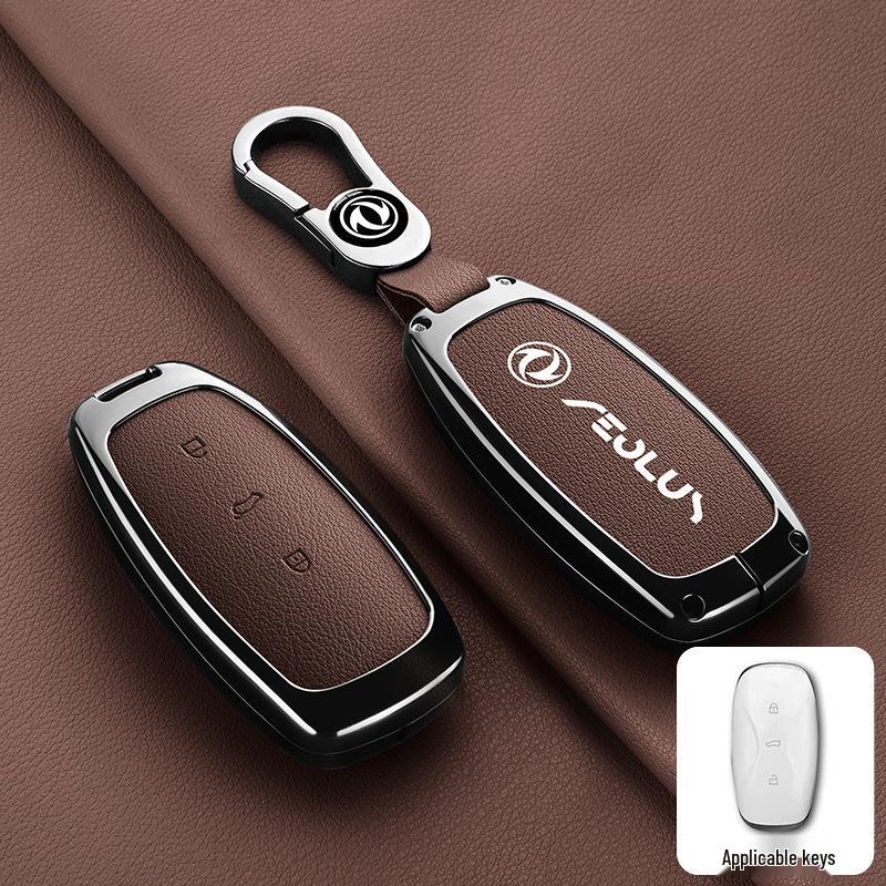 25 Dongfeng Fengshen L8/L7X 2026 Car Key Case - New Energy Protective Leather Cover with Buckle for Men & Women