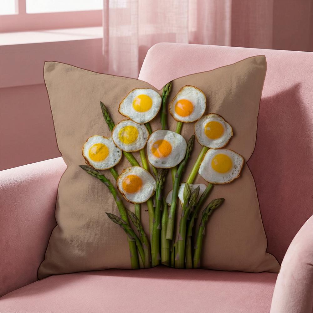 Funny Food Fried Egg Cushion Cover Multi-Scene Pillow Cover for Home & Car - Reversible, Soft & Durable for Daily Use